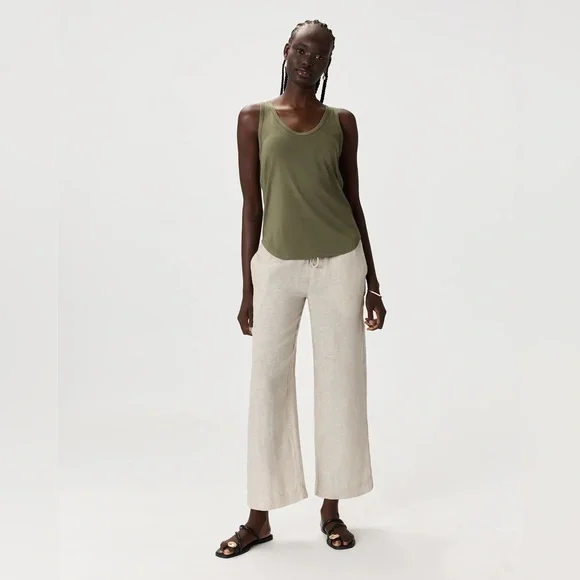 Quince Cotton Modal Double Scoop Neck Tank- Green- Large - Picture 6 of 11